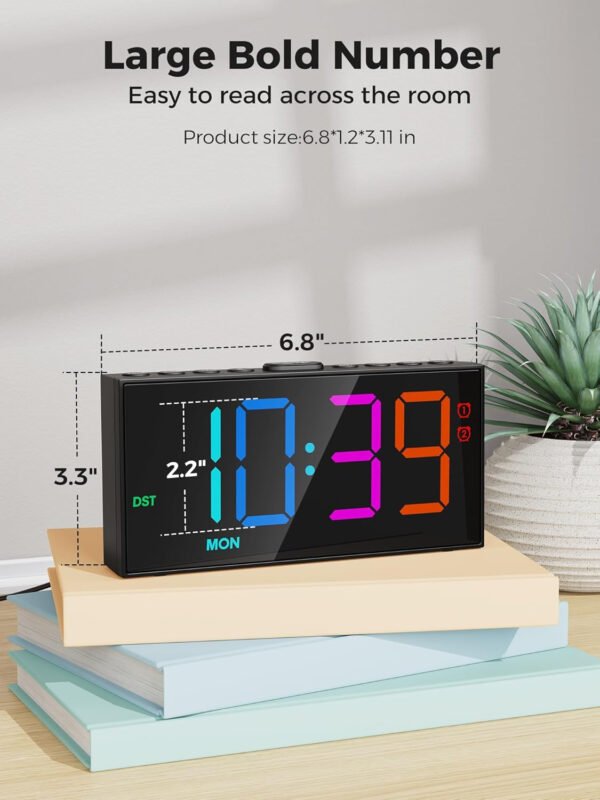 PPLEE Reloj despertador fuerte con agitador de cama, despertador vibratorio para personas con problemas auditivos sordos, 2 alarmas de vibración de 3 niveles para modo día laboral/diario, 5 - Imagen 61