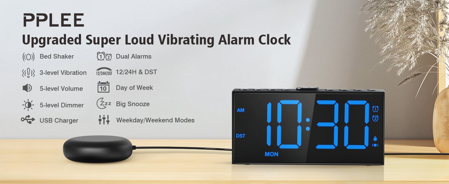 Upgraded Loud Vibrating Alarm Clock