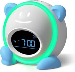 OK to Wake - Reloj despertador para niños, reloj de entrenamiento del sueño con luz nocturna y máquina de sonido, reloj despertador para niños para dormitorios, azul
