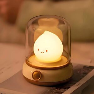 Linda luz nocturna para niños, lámpara de mesa recargable retro, luz de guardería con temporizador, 2 modos de luz nocturna, lindo regalo Chibi, accesorios de escritorio (amarillo)