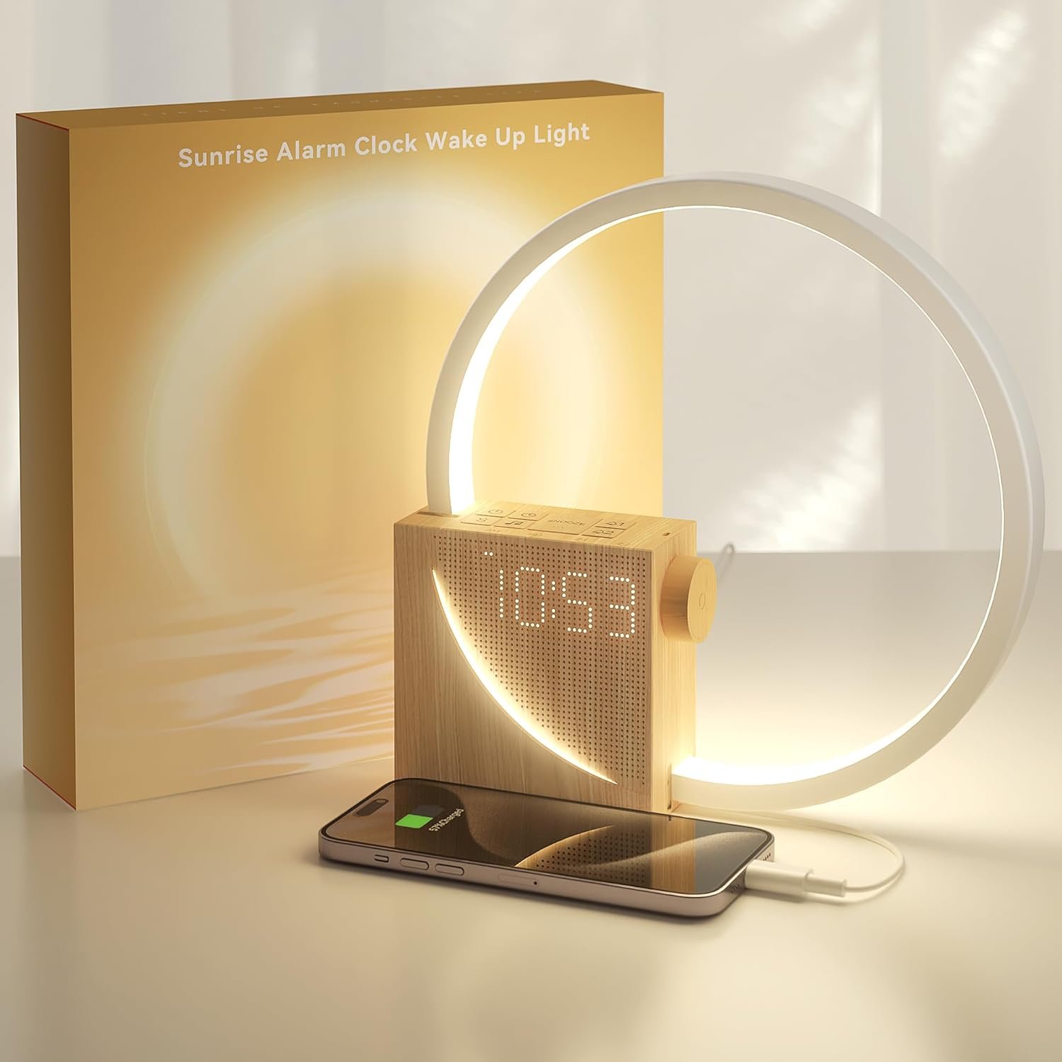 Vivilumens Reloj despertador Sunrise para adultos que duermen pesados, luz de despertador, ayuda para dormir, 10 máquinas de sonido de ruido blanco con temporizador 30/60/90, lámpara de mesa táctil - Imagen 9