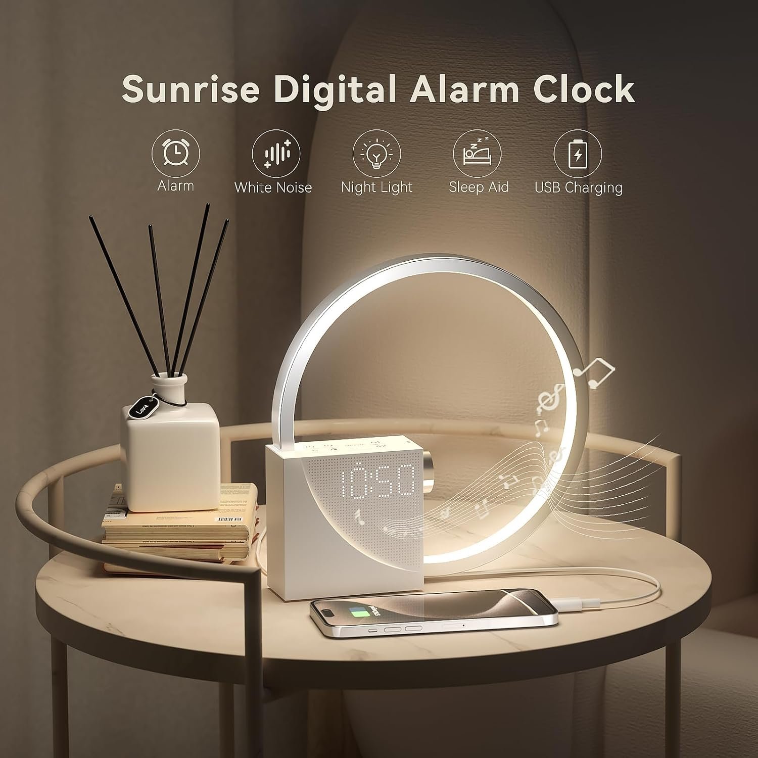 Vivilumens Reloj despertador Sunrise para adultos que duermen pesados, luz de despertador, ayuda para dormir, 10 máquinas de sonido de ruido blanco con temporizador 30/60/90, lámpara de mesa táctil - Imagen 17