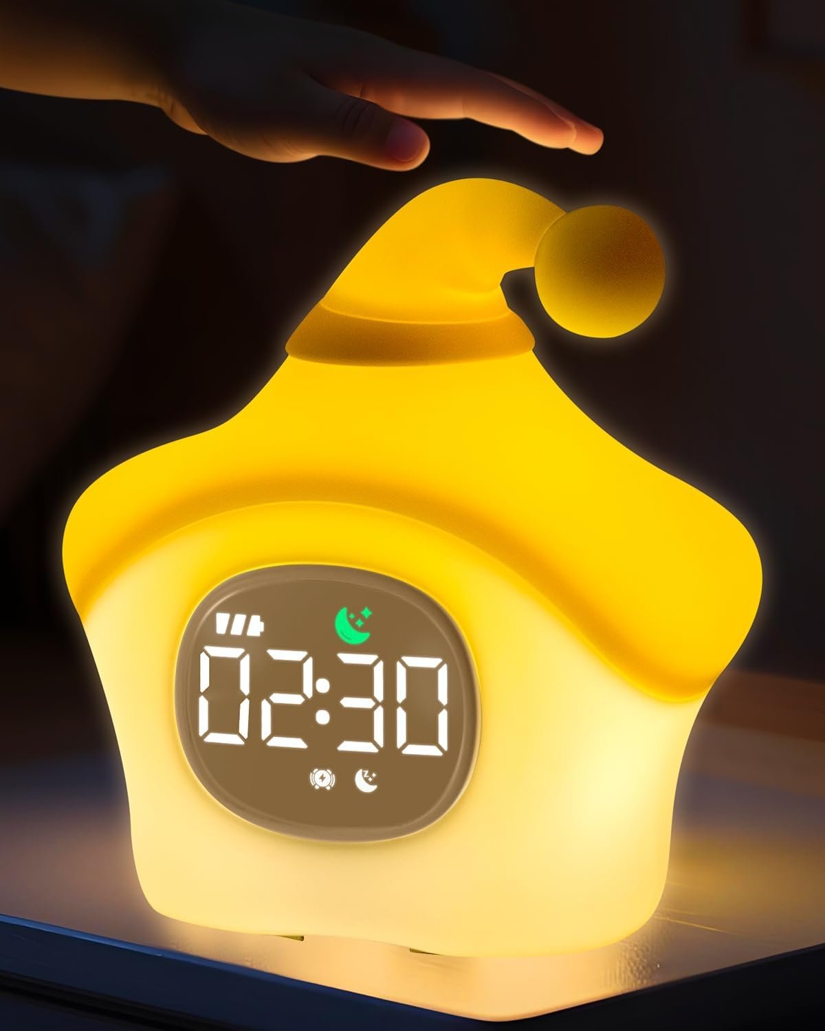 Reloj despertador de estrellas con luz nocturna para niños con entrenamiento del sueño y máquina de sonido, lámpara de silicona recargable para despertar, bonita lámpara de mesa de animales, compañero - Imagen 10