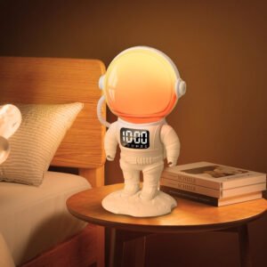 AMIR Reloj despertador con luz de amanecer para niños, reloj despertador con altavoz Bluetooth, 21 sonidos naturales, 22 modos de iluminación, luces nocturnas con alarma doble, repetición