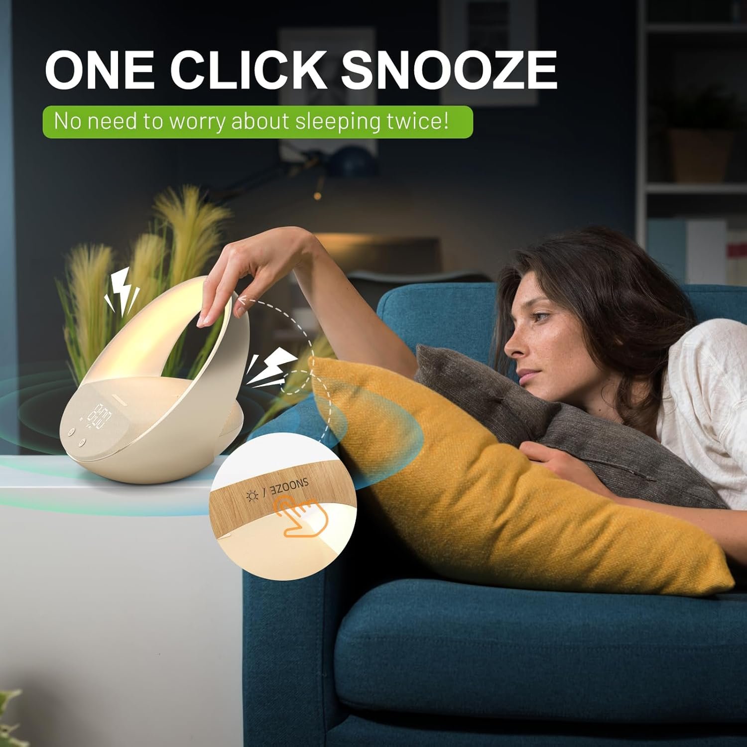 Reloj despertador Bluetooth, simulación de amanecer, luz nocturna de despertador, 15 W de carga inalámbrica rápida para dormitorio, altavoz de sonido estéreo Bluetooth de 10 W, puerto de carga - Imagen 21