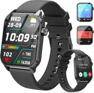 Relojes inteligentes para mujeres y hombres, reloj inteligente HD de 1.83 pulgadas con 120 modos deportivos, impermeable IP67, control de llamadas Bluetooth y música, monitor de frecuencia