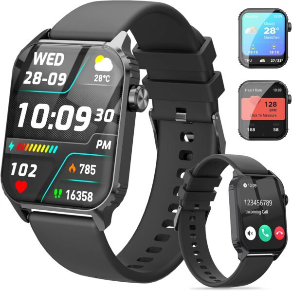 Relojes inteligentes para mujeres y hombres, reloj inteligente HD de 1.83 pulgadas con 120 modos deportivos, impermeable IP67, control de llamadas Bluetooth y música, monitor de frecuencia