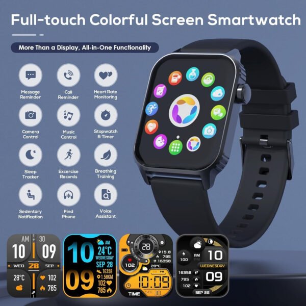Relojes inteligentes para mujeres y hombres, reloj inteligente HD de 1.83 pulgadas con 120 modos deportivos, impermeable IP67, control de llamadas Bluetooth y música, monitor de frecuencia - Imagen 2