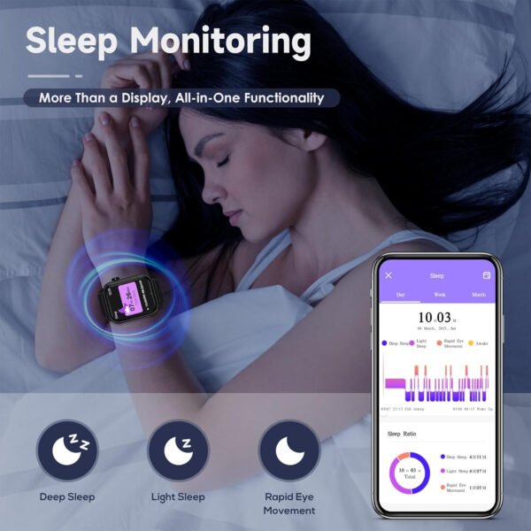 Relojes inteligentes para mujeres y hombres, reloj inteligente HD de 1.83 pulgadas con 120 modos deportivos, impermeable IP67, control de llamadas Bluetooth y música, monitor de frecuencia - Imagen 4