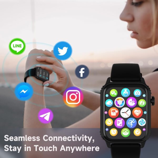 Relojes inteligentes para mujeres y hombres, reloj inteligente HD de 1.83 pulgadas con 120 modos deportivos, impermeable IP67, control de llamadas Bluetooth y música, monitor de frecuencia - Imagen 5