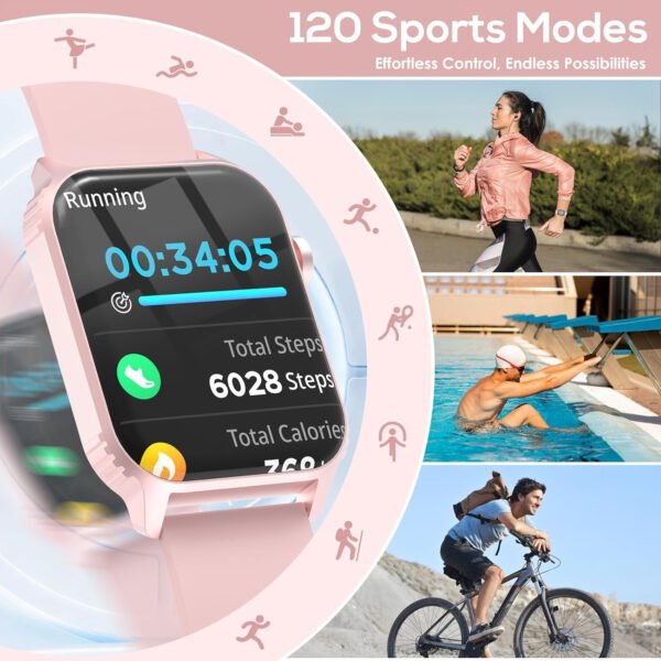 Relojes inteligentes para mujeres y hombres, reloj inteligente HD de 1.83 pulgadas con 120 modos deportivos, impermeable IP67, control de llamadas Bluetooth y música, monitor de frecuencia - Imagen 12