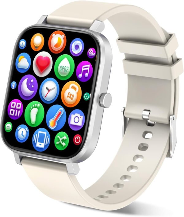 Reloj inteligente para hombres y mujeres, compatible con iPhone, Samsung, teléfono Android de 1.69 pulgadas, pantalla táctil completa IP68, impermeable, Bluetooth, monitor de ritmo cardíaco y sueño, color negro - Imagen 9