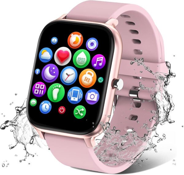 Reloj inteligente para hombres y mujeres, compatible con iPhone, Samsung, teléfono Android de 1.69 pulgadas, pantalla táctil completa IP68, impermeable, Bluetooth, monitor de ritmo cardíaco y sueño, color negro - Imagen 23