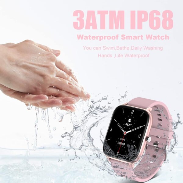 Reloj inteligente para hombres y mujeres, compatible con iPhone, Samsung, teléfono Android de 1.69 pulgadas, pantalla táctil completa IP68, impermeable, Bluetooth, monitor de ritmo cardíaco y sueño, color negro - Imagen 28