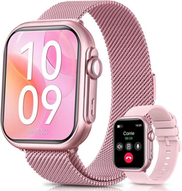 Reloj inteligente para mujer para Android iPhone: reloj inteligente con 30 días+duración de la batería hace/respuesta llamada llamada sueño ritmo cardíaco monitor SpO2 IP68 impermeable 120+modo