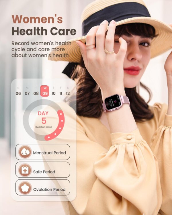 Reloj inteligente para mujer para Android iPhone: reloj inteligente con 30 días+duración de la batería hace/respuesta llamada llamada sueño ritmo cardíaco monitor SpO2 IP68 impermeable 120+modo - Imagen 3