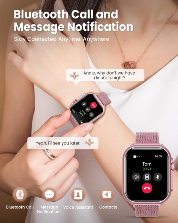 Reloj inteligente para mujer para Android iPhone: reloj inteligente con 30 días+duración de la batería hace/respuesta llamada llamada sueño ritmo cardíaco monitor SpO2 IP68 impermeable 120+modo - Imagen 4