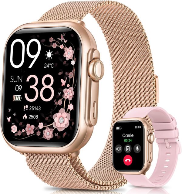 Reloj inteligente para mujer para Android iPhone: reloj inteligente con 30 días+duración de la batería hace/respuesta llamada llamada sueño ritmo cardíaco monitor SpO2 IP68 impermeable 120+modo - Imagen 9