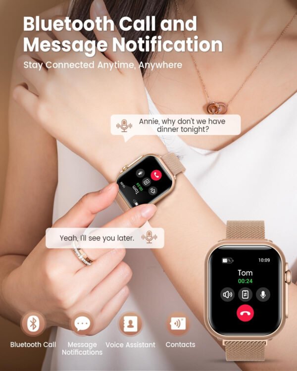 Reloj inteligente para mujer para Android iPhone: reloj inteligente con 30 días+duración de la batería hace/respuesta llamada llamada sueño ritmo cardíaco monitor SpO2 IP68 impermeable 120+modo - Imagen 12