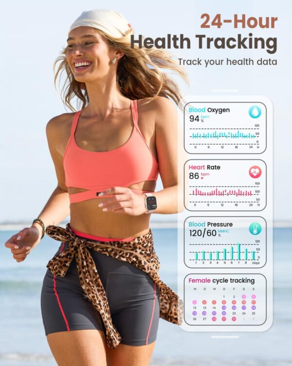 Reloj inteligente para mujer para Android iPhone: reloj inteligente con 30 días+duración de la batería hace/respuesta llamada llamada sueño ritmo cardíaco monitor SpO2 IP68 impermeable 120+modo - Imagen 13