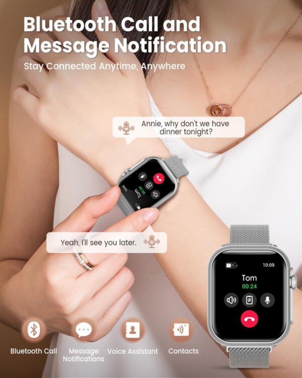 Reloj inteligente para mujer para Android iPhone: reloj inteligente con 30 días+duración de la batería hace/respuesta llamada llamada sueño ritmo cardíaco monitor SpO2 IP68 impermeable 120+modo - Imagen 26