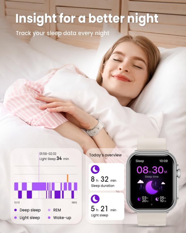 Reloj inteligente para mujer para Android iPhone: reloj inteligente con 30 días+duración de la batería hace/respuesta llamada llamada sueño ritmo cardíaco monitor SpO2 IP68 impermeable 120+modo - Imagen 29