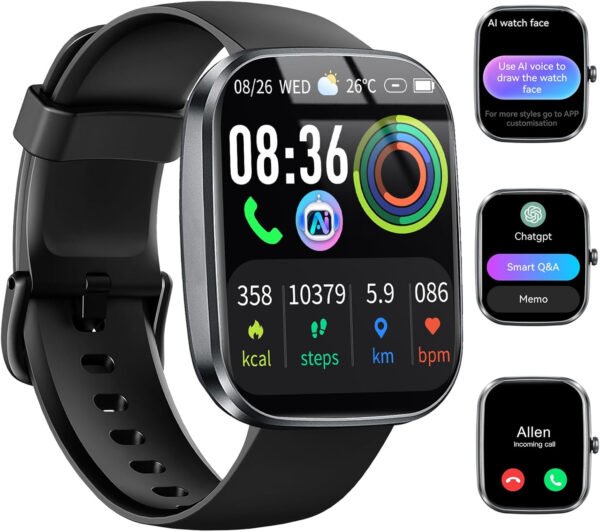 AI Smart Watch with ChatGPT, 1.91" Bluetooth Calling Smartwatch for Men Women, 110+ Fitness Modes Activity Tracker, Heart Rate/Sleep/Calorie Monitor, IP68 Waterproof Step Counter for Android iOS