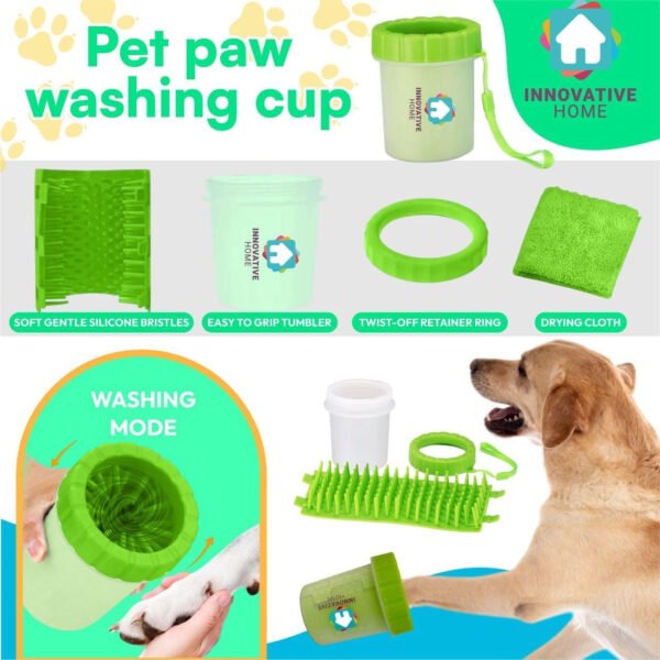 Botella portátil de agua y comida para perros, limpiador de patas, cepillo, toalla, botella de agua de viaje para perros y gatos, perfecta para viajes por carretera, paseos y aventuras - Imagen 2