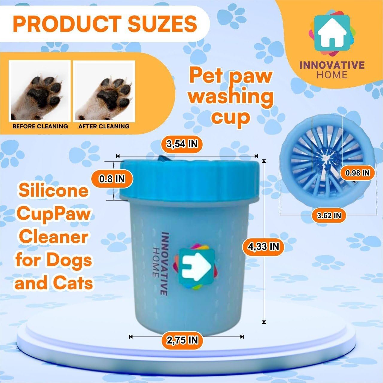 Botella portátil de agua y comida para perros, limpiador de patas, cepillo, toalla, botella de agua de viaje para perros y gatos, perfecta para viajes por carretera, paseos y aventuras - Imagen 9