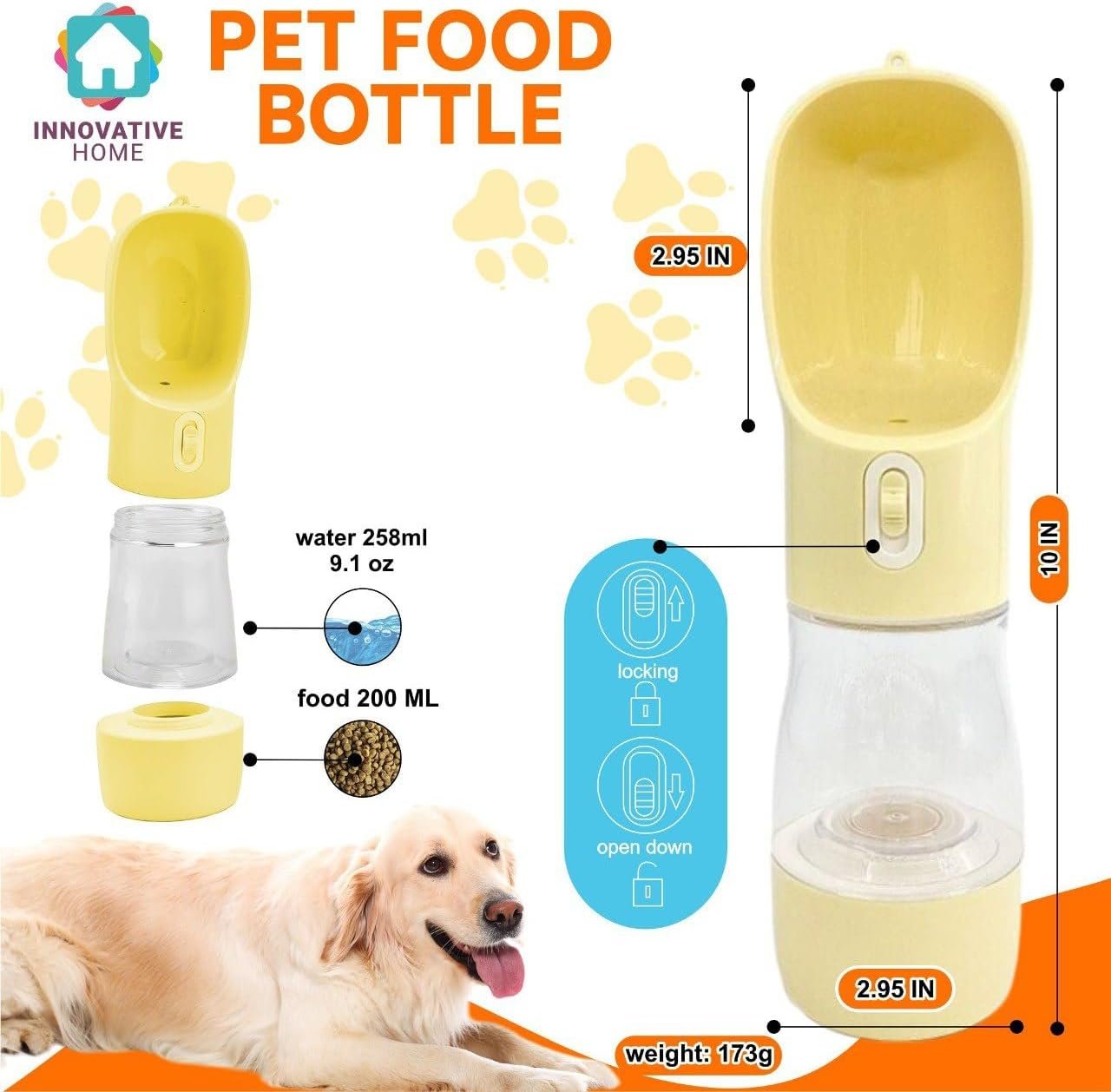 Botella portátil de agua y comida para perros, limpiador de patas, cepillo, toalla, botella de agua de viaje para perros y gatos, perfecta para viajes por carretera, paseos y aventuras - Imagen 10