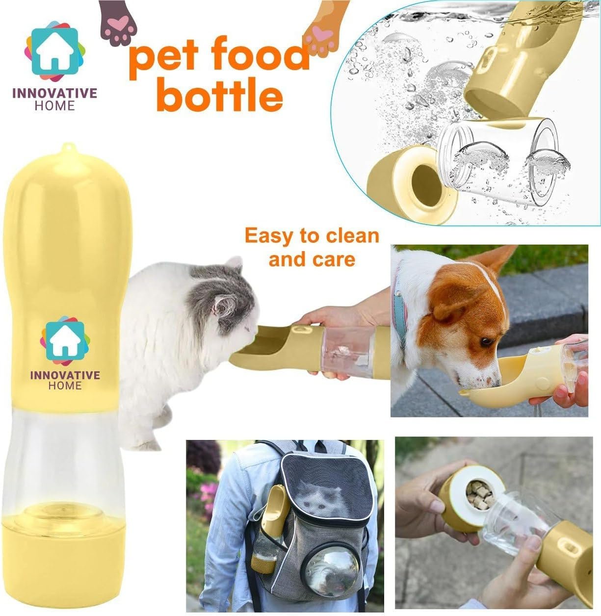 Botella portátil de agua y comida para perros, limpiador de patas, cepillo, toalla, botella de agua de viaje para perros y gatos, perfecta para viajes por carretera, paseos y aventuras - Imagen 13