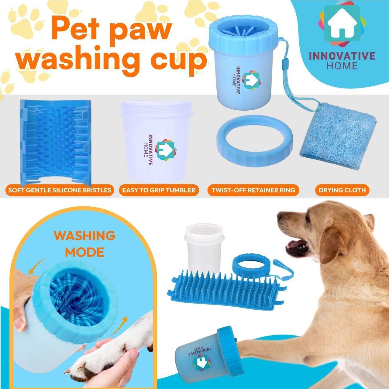 Botella portátil de agua y comida para perros, limpiador de patas, cepillo, toalla, botella de agua de viaje para perros y gatos, perfecta para viajes por carretera, paseos y aventuras - Imagen 14