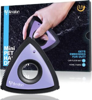 Analan Mini removedor de pelo de mascotas para suministros de detalles de automóvil, removedor de pelo de perro para interior del automóvil, removedor de pelo de perro triangular para detalles de