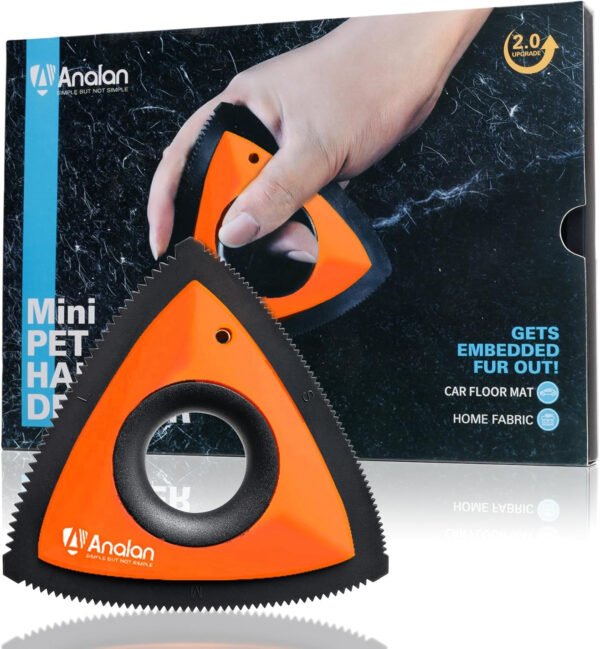 Analan Mini removedor de pelo de mascotas para suministros de detalles de automóvil, removedor de pelo de perro para interior del automóvil, removedor de pelo de perro triangular para detalles de - Imagen 16