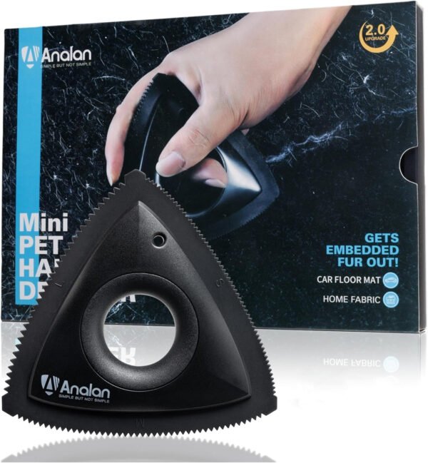 Analan Mini removedor de pelo de mascotas para suministros de detalles de automóvil, removedor de pelo de perro para interior del automóvil, removedor de pelo de perro triangular para detalles de - Imagen 18
