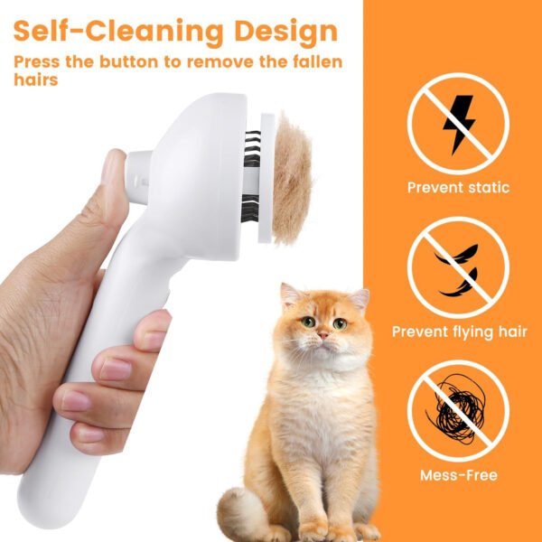 Cepillo de vapor 3 en 1 para gatos, cepillo de vapor para mascotas para gatos y perros de pelo largo corto, peine de eliminación de pelo en aerosol para mascotas para animales pequeños que se - Imagen 3