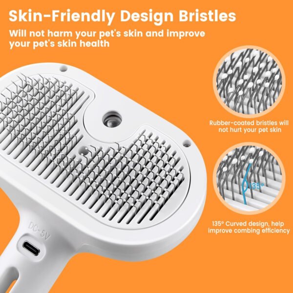 Cepillo de vapor 3 en 1 para gatos, cepillo de vapor para mascotas para gatos y perros de pelo largo corto, peine de eliminación de pelo en aerosol para mascotas para animales pequeños que se - Imagen 4