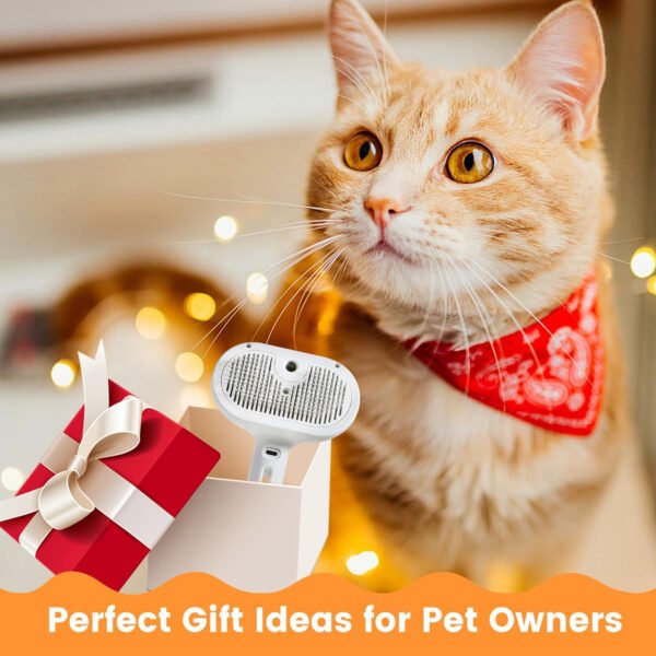 Cepillo de vapor 3 en 1 para gatos, cepillo de vapor para mascotas para gatos y perros de pelo largo corto, peine de eliminación de pelo en aerosol para mascotas para animales pequeños que se - Imagen 9