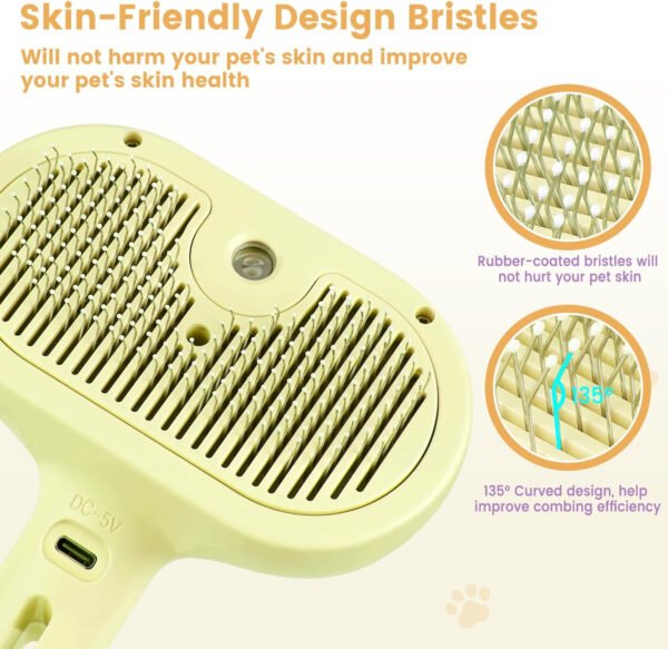 Cepillo de vapor 3 en 1 para gatos, cepillo de vapor para mascotas para gatos y perros de pelo largo corto, peine de eliminación de pelo en aerosol para mascotas para animales pequeños que se - Imagen 13