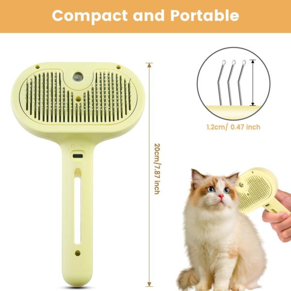 Cepillo de vapor 3 en 1 para gatos, cepillo de vapor para mascotas para gatos y perros de pelo largo corto, peine de eliminación de pelo en aerosol para mascotas para animales pequeños que se - Imagen 16