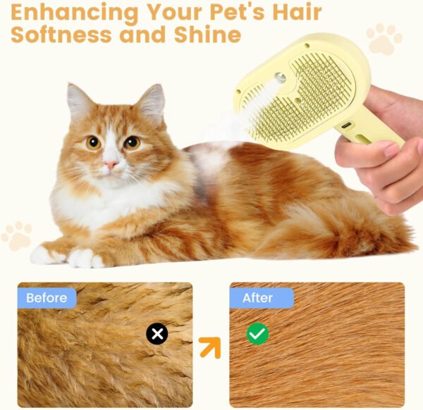 Cepillo de vapor 3 en 1 para gatos, cepillo de vapor para mascotas para gatos y perros de pelo largo corto, peine de eliminación de pelo en aerosol para mascotas para animales pequeños que se - Imagen 17