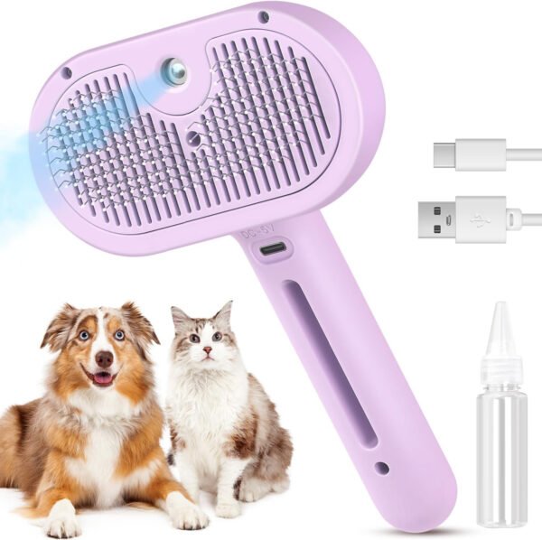 Cepillo de vapor 3 en 1 para gatos, cepillo de vapor para mascotas para gatos y perros de pelo largo corto, peine de eliminación de pelo en aerosol para mascotas para animales pequeños que se - Imagen 19