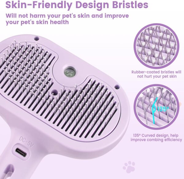 Cepillo de vapor 3 en 1 para gatos, cepillo de vapor para mascotas para gatos y perros de pelo largo corto, peine de eliminación de pelo en aerosol para mascotas para animales pequeños que se - Imagen 22
