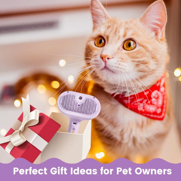Cepillo de vapor 3 en 1 para gatos, cepillo de vapor para mascotas para gatos y perros de pelo largo corto, peine de eliminación de pelo en aerosol para mascotas para animales pequeños que se - Imagen 27