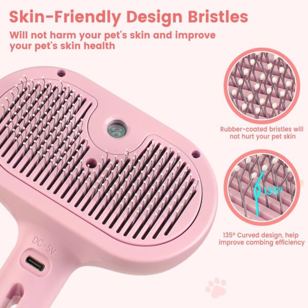 Cepillo de vapor 3 en 1 para gatos, cepillo de vapor para mascotas para gatos y perros de pelo largo corto, peine de eliminación de pelo en aerosol para mascotas para animales pequeños que se - Imagen 31
