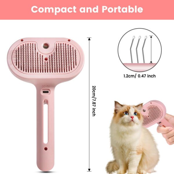 Cepillo de vapor 3 en 1 para gatos, cepillo de vapor para mascotas para gatos y perros de pelo largo corto, peine de eliminación de pelo en aerosol para mascotas para animales pequeños que se - Imagen 34
