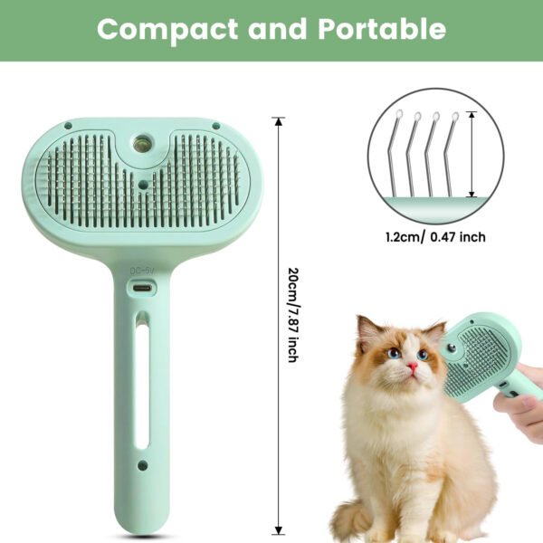 Cepillo de vapor 3 en 1 para gatos, cepillo de vapor para mascotas para gatos y perros de pelo largo corto, peine de eliminación de pelo en aerosol para mascotas para animales pequeños que se - Imagen 48