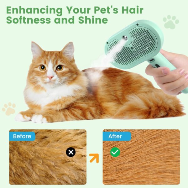 Cepillo de vapor 3 en 1 para gatos, cepillo de vapor para mascotas para gatos y perros de pelo largo corto, peine de eliminación de pelo en aerosol para mascotas para animales pequeños que se - Imagen 49