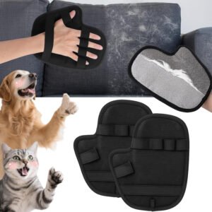 2 guantes de depilación de mascotas – Herramienta reutilizable de depilación de mascotas con dedos divididos para gatos y perros, removedor electrostático de pelo para sofá, alfombra, muebles, coche