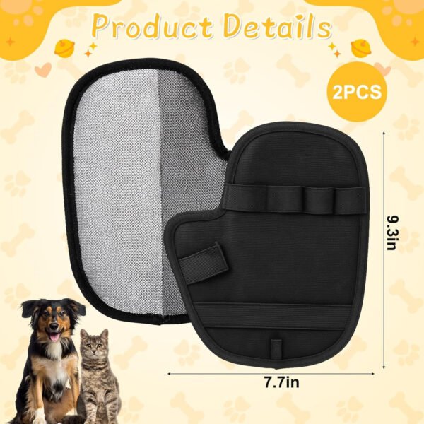 2 guantes de depilación de mascotas – Herramienta reutilizable de depilación de mascotas con dedos divididos para gatos y perros, removedor electrostático de pelo para sofá, alfombra, muebles, coche - Imagen 7